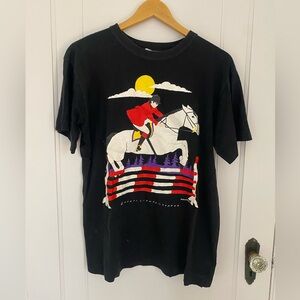 Black Equestrian Graphic Tee with Rider Print Marci Lipman